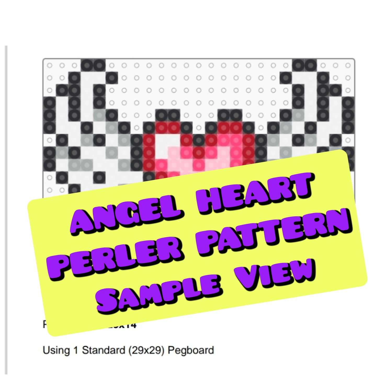Angel Wings Heart Perler Pattern