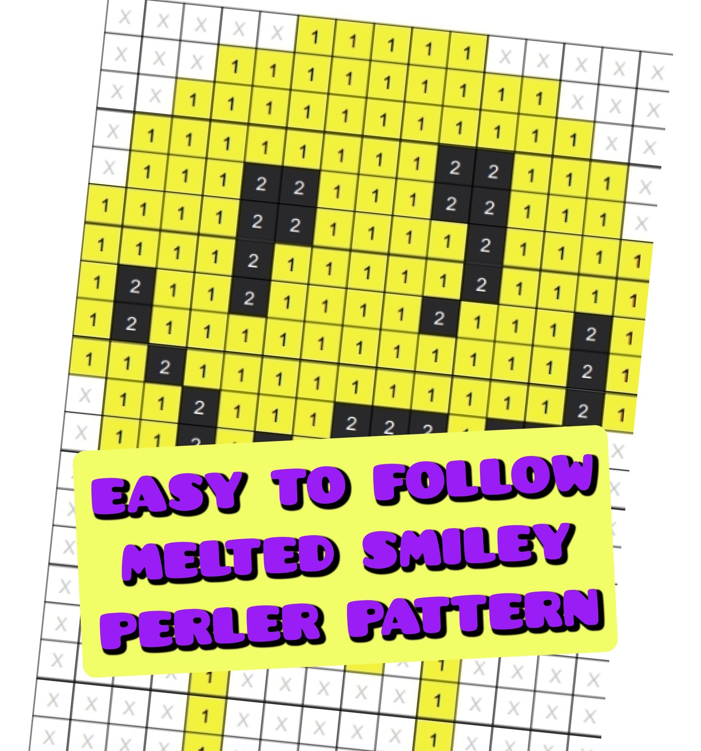 Melted Smiley Face Perler Pattern