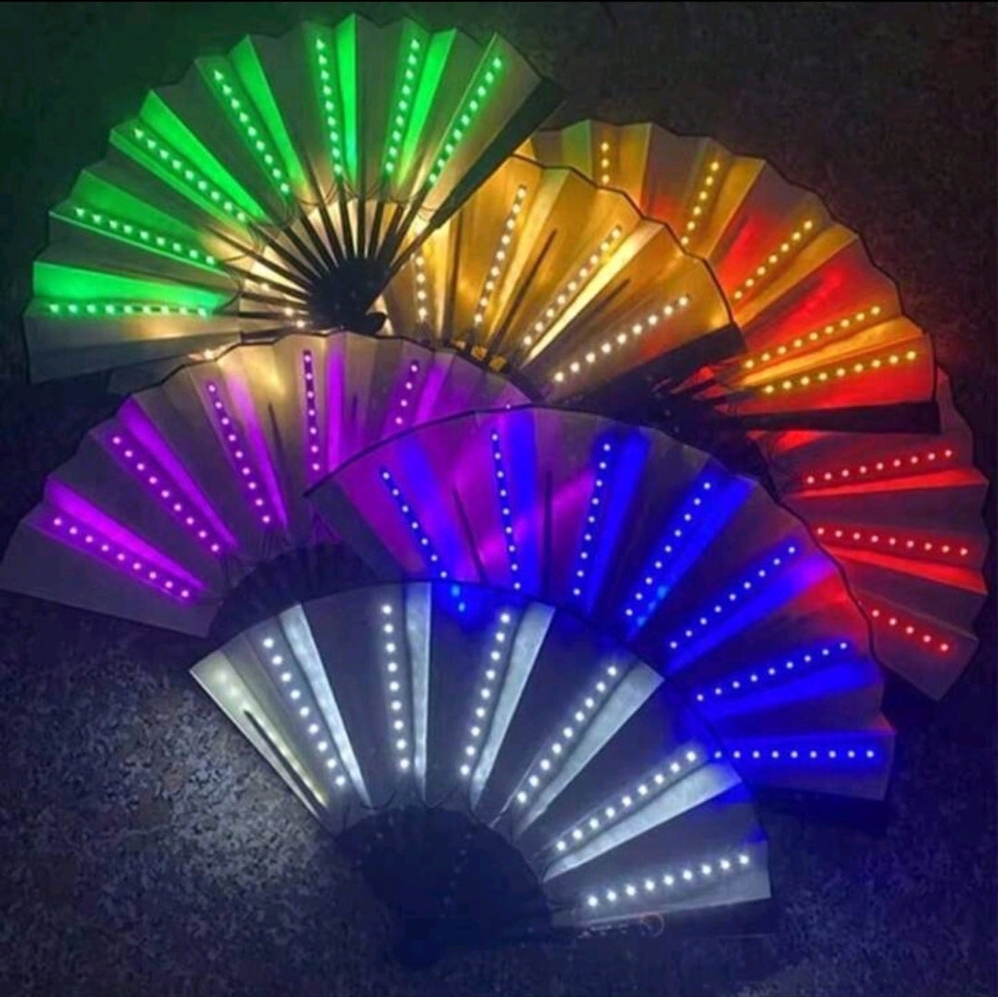 Seven Light Up Fans, for festivals and raves