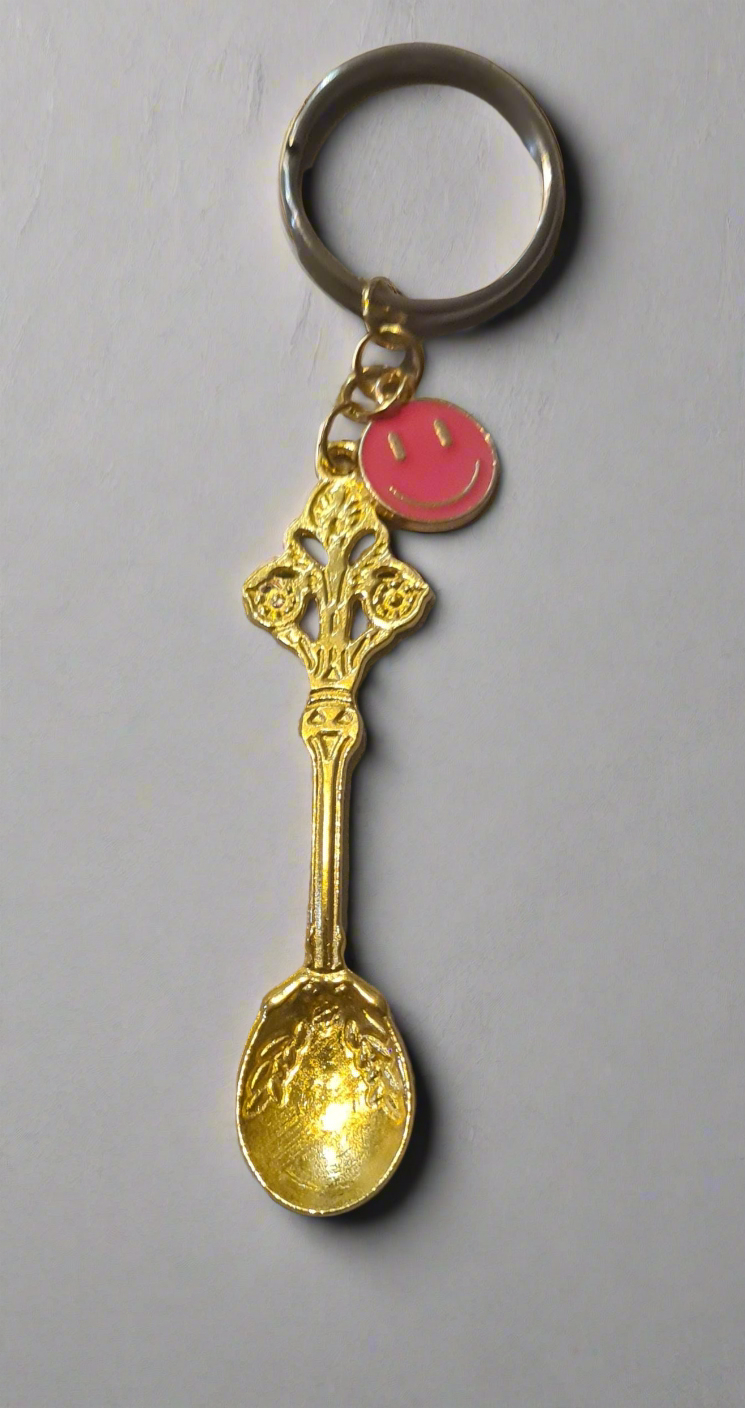Gold Smiley Spoon Keyrings