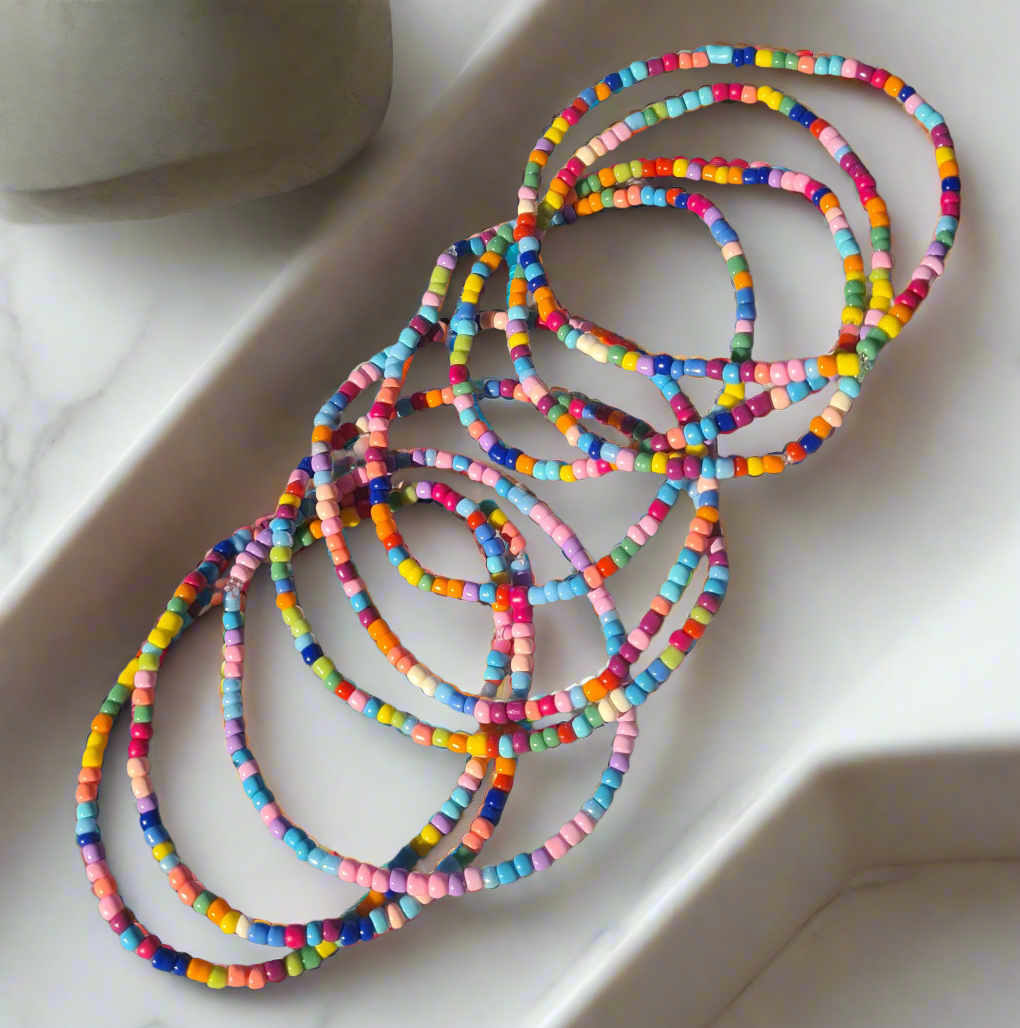 6PC Boho Style multicoloured blades bracelet set