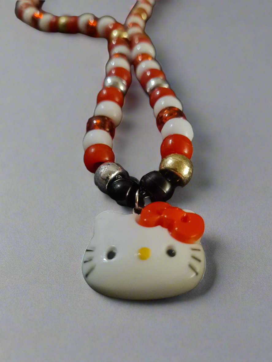 Hello Kitty Kandi Necklace, with adjustable clasp.