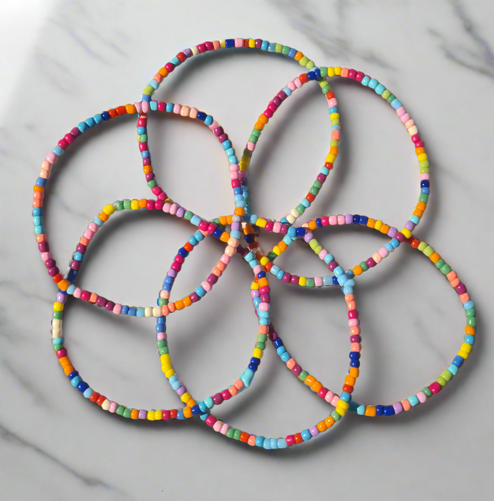 6PC Boho Style multicoloured blades bracelet set