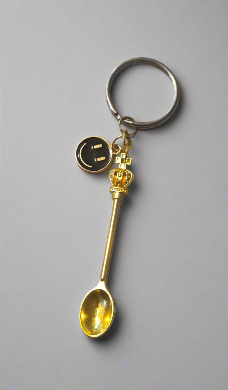 Gold Smiley Spoon Keyrings