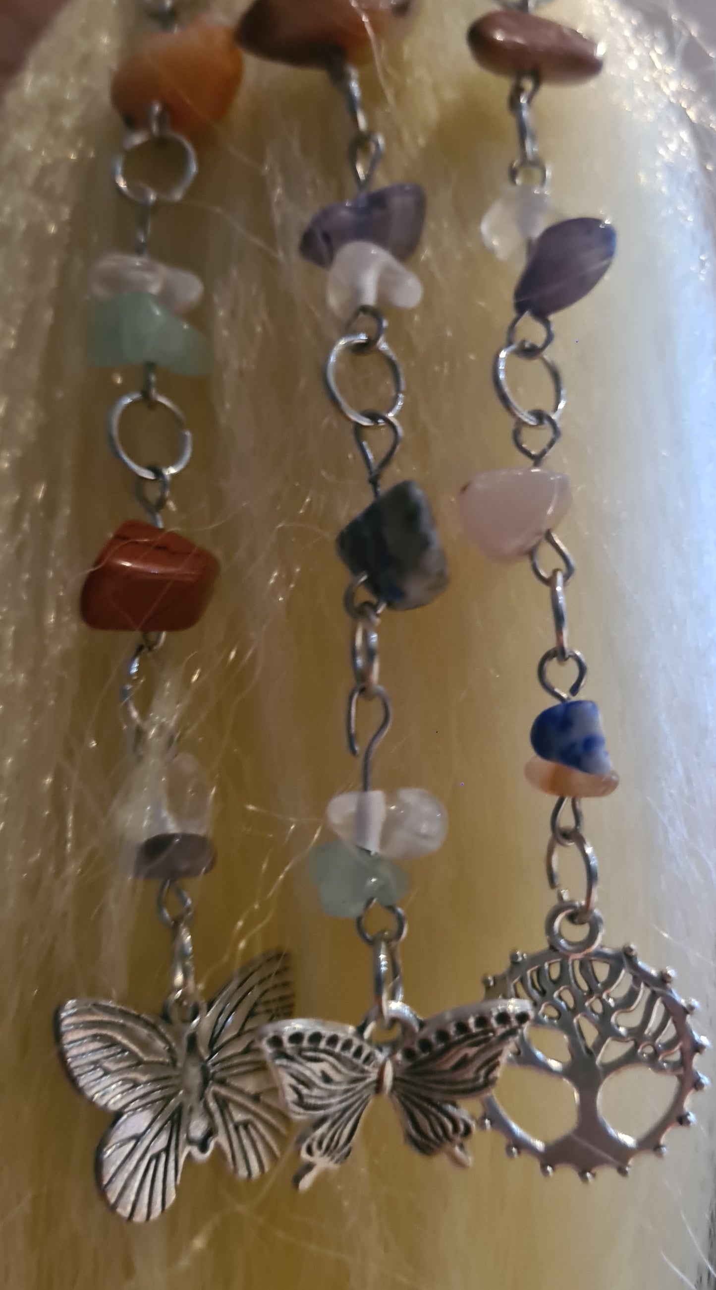Chakra Stone Silver Hair Charms