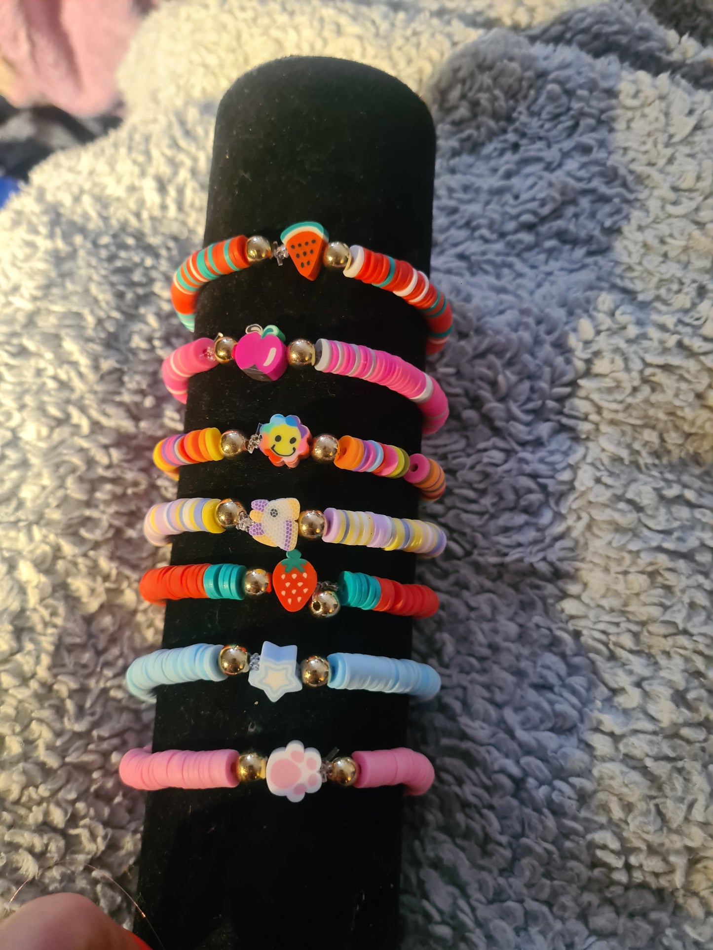 3PCs Vibrant Clay Bead Bracelet Set