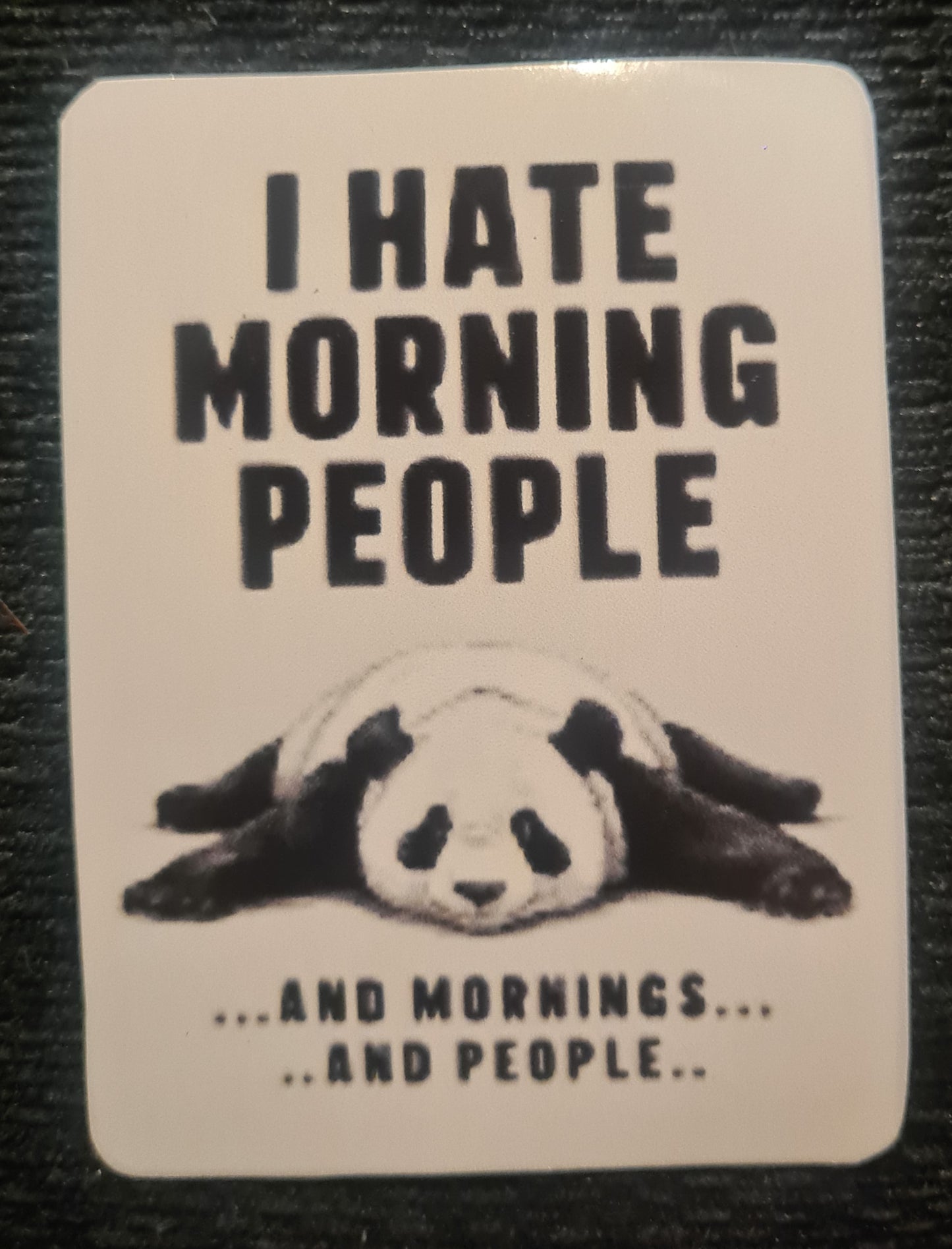 Funny Panda Fridge Magnet – I Hate Morning People – Sarcastic Kitchen Decor Novelty Gift