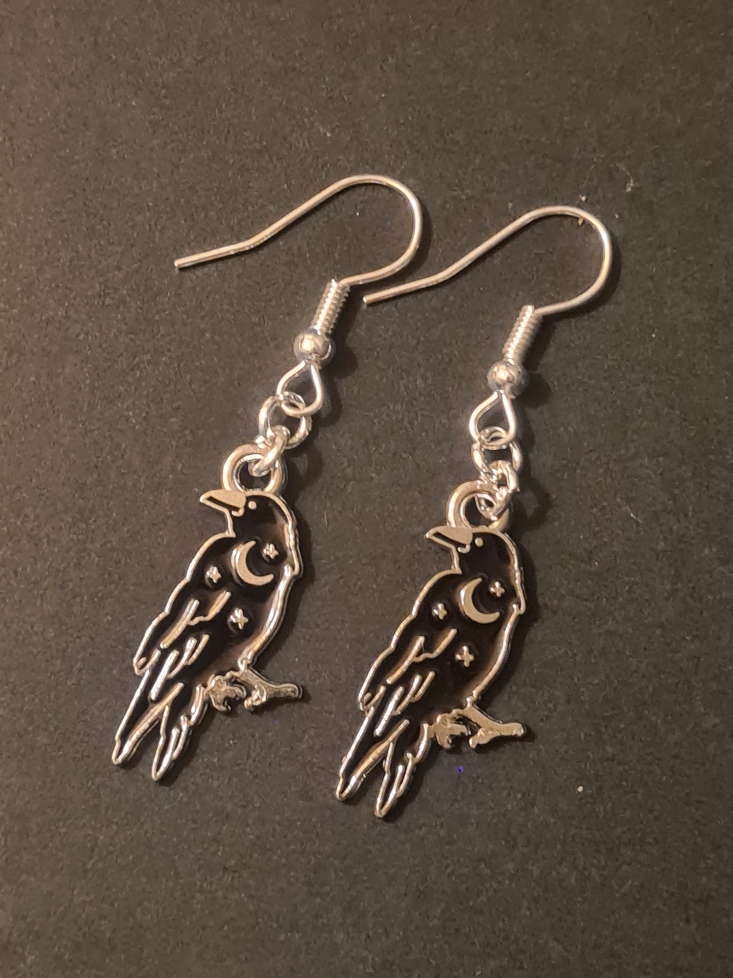 Starry Night Crow Earrings