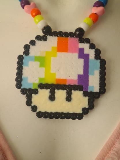 Mario Magic Mushroom Kandi Necklace