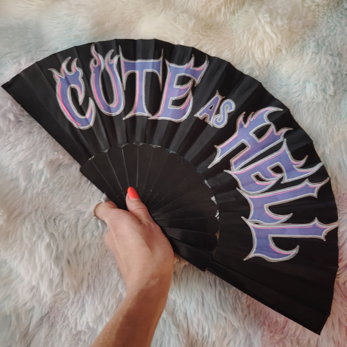 Cute As Hell UV Reactive Rave Fan