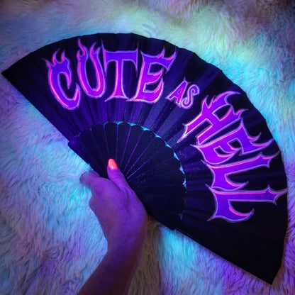 Cute As Hell UV Reactive Rave Fan