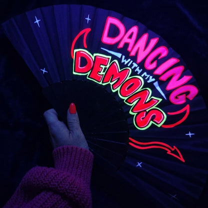 Dancing With My Demons UV Reactive Rave Fan