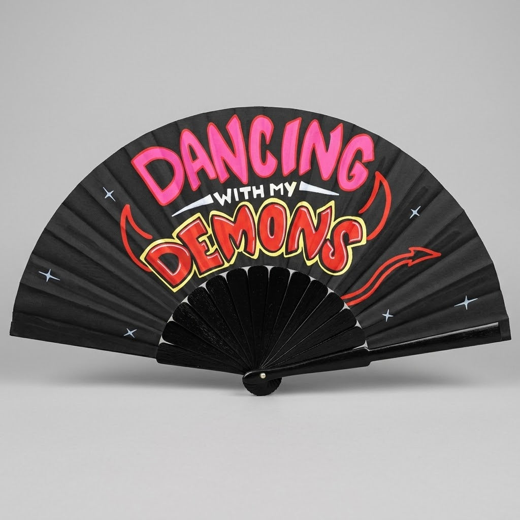 Dancing With My Demons UV Reactive Rave Fan