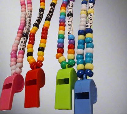 Customisable Kandi Rave Necklace with Neon Whistles!