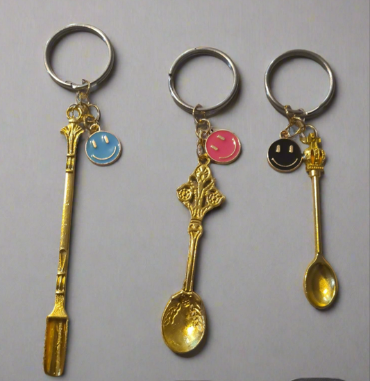Gold Smiley Spoon Keyrings