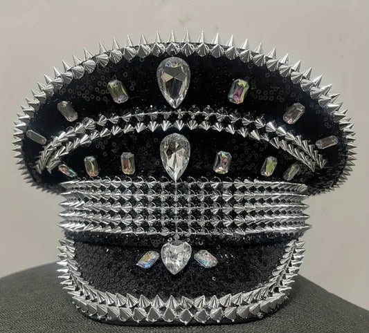 Black and Silver Captain Hat