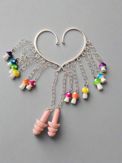 Rainbow Mushroom Earplug Earcuffs