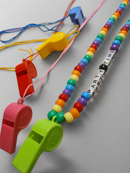 Customisable Kandi Rave Necklace with Neon Whistles!