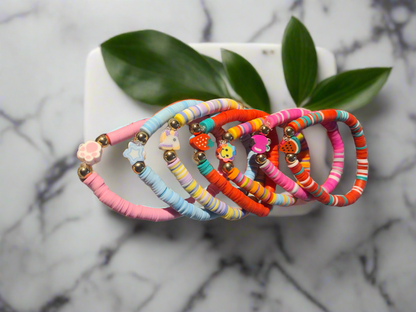 3PCs Vibrant Clay Bead Bracelet Set