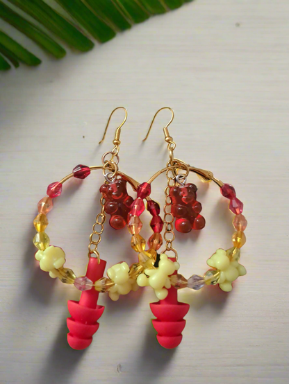 Gummy Bear Hoop Earplug Earrings