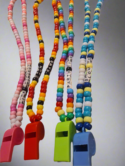 Customisable Kandi Rave Necklace with Neon Whistles!