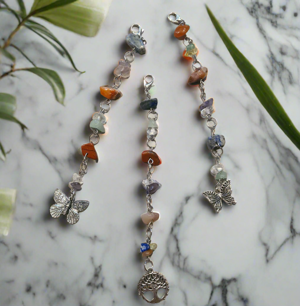Chakra Stone Silver Hair Charms