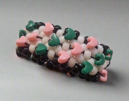 Black & White Kandi Cuff with Hearts
