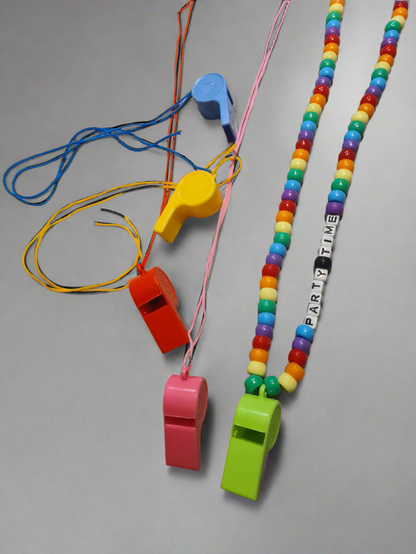 Customisable Kandi Rave Necklace with Neon Whistles!