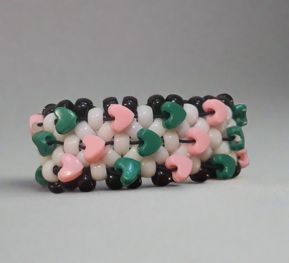 Black & White Kandi Cuff with Hearts