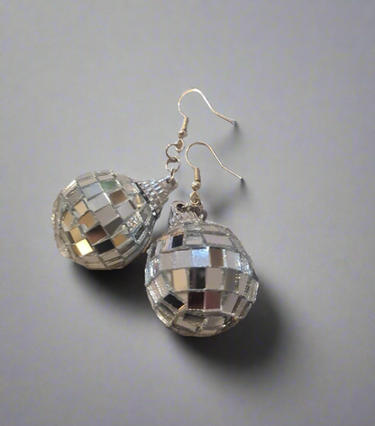 Silver Discoball Earrings