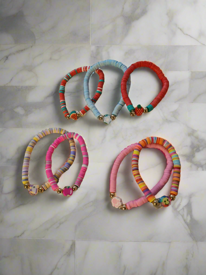 3PCs Vibrant Clay Bead Bracelet Set