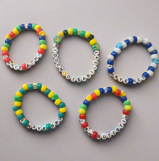 Hidden Disability Kandi Bracelets - for Adults and Children.