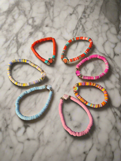 3PCs Vibrant Clay Bead Bracelet Set