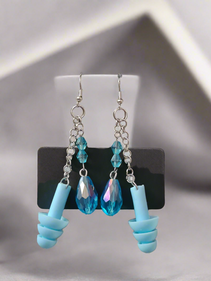 Blue Crystal Earplug Earrings