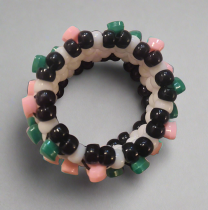 Black & White Kandi Cuff with Hearts