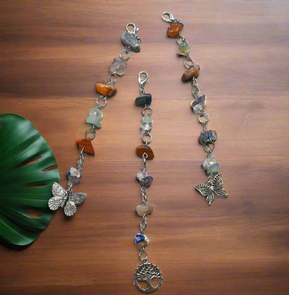 Chakra Stone Silver Hair Charms