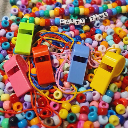 Customisable Kandi Rave Necklace with Neon Whistles!