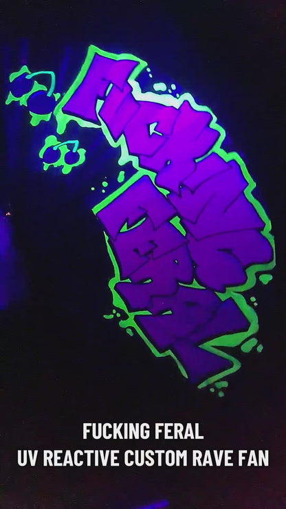 Fucking Feral - Yellow Outline UV Rave Fan