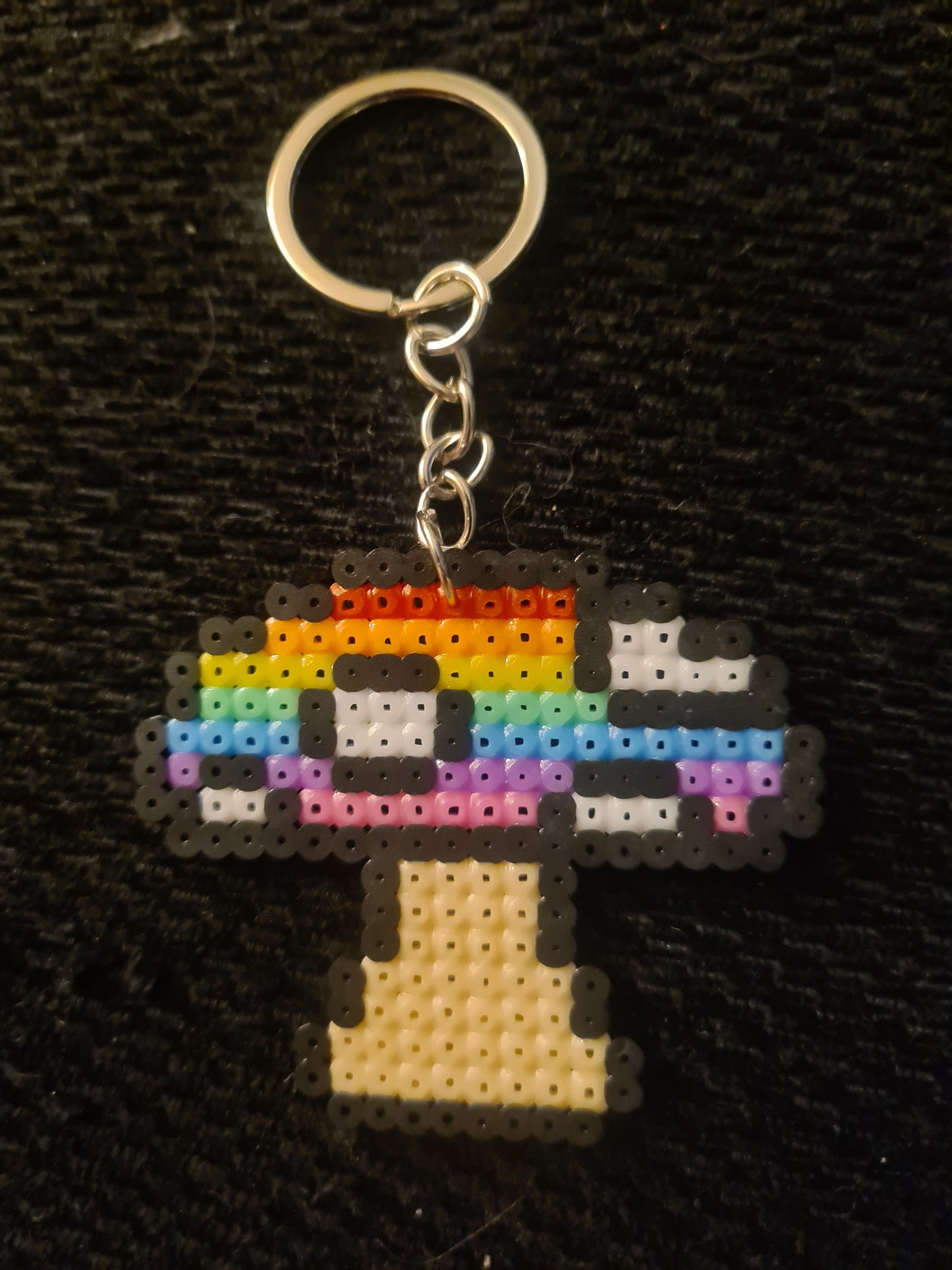 Rainbow Rave Kandi Perler Keyrings - Handmade EDM Festival Accessories