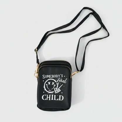 Somebody's Feral Child Festival Crossbody Bag | Gold Zip Rave Bag | FestEssential Treasures