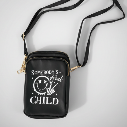 Somebody's Feral Child Festival Crossbody Bag | Gold Zip Rave Bag | FestEssential Treasures