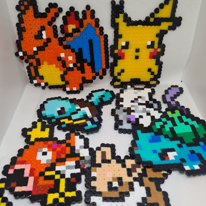 Handmade Pokemon Magnets - Perler Bead Characters (Set of 8)