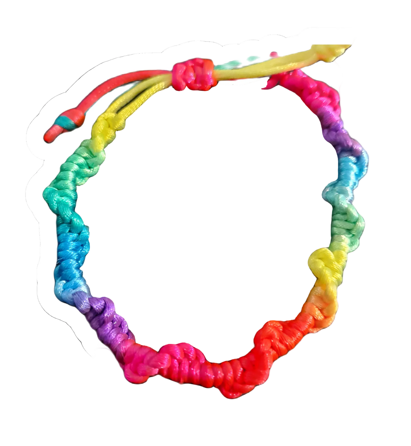 Colorful braided bracelet on a white background