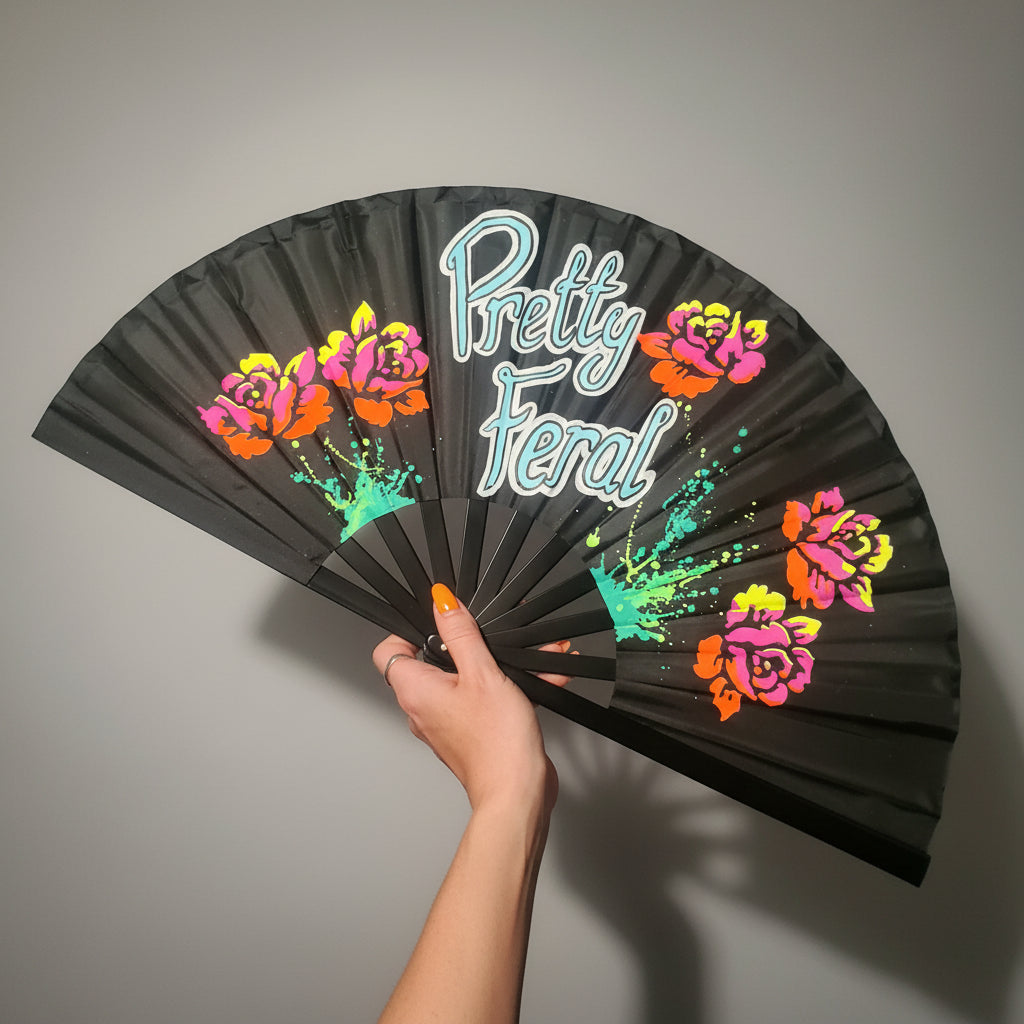 Pretty Feral UV Reactive Rave Fan