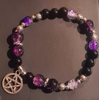 Pentagram Glass Bead Bracelet