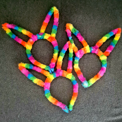 Rainbow Bunny Ears Headband – Festival & Rave Accessory