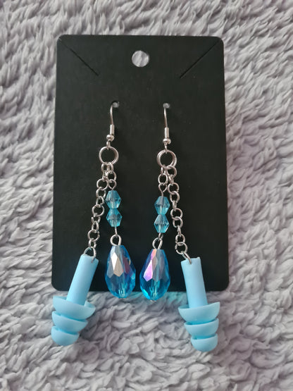 Blue Crystal Earplug Earrings