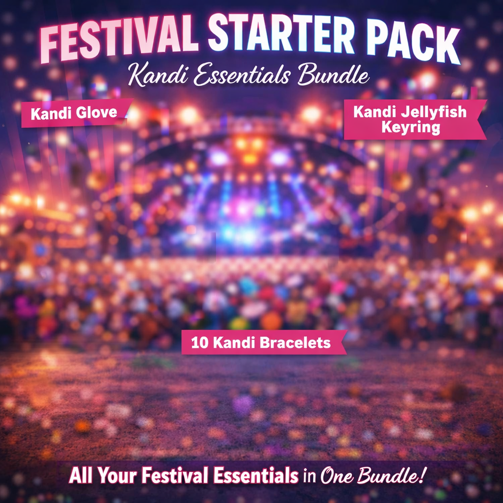 Festival Starter Pack – Kandi Essentials Bundle | Gloves, Bracelets & Keyring