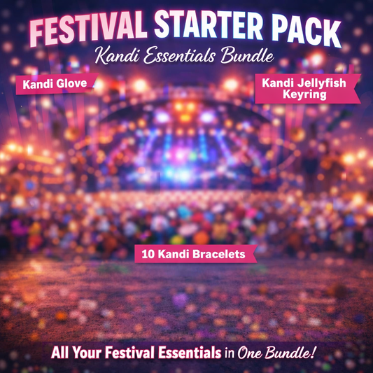 Festival Starter Pack – Kandi Essentials Bundle | Gloves, Bracelets & Keyring