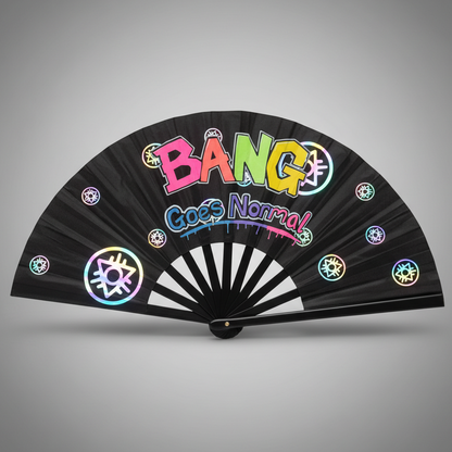 Reflective UV Reactive Rave Fan – Boomtown Festival Hand-Painted Clack Fan